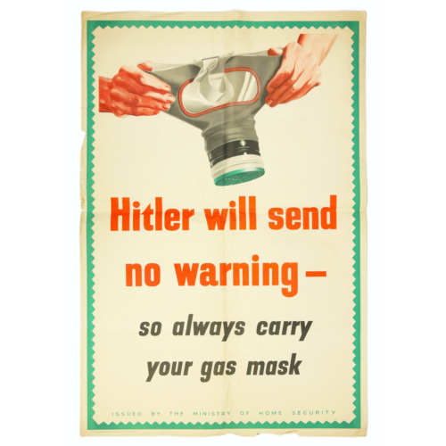 Original WW2 Hitler will send no warning poster