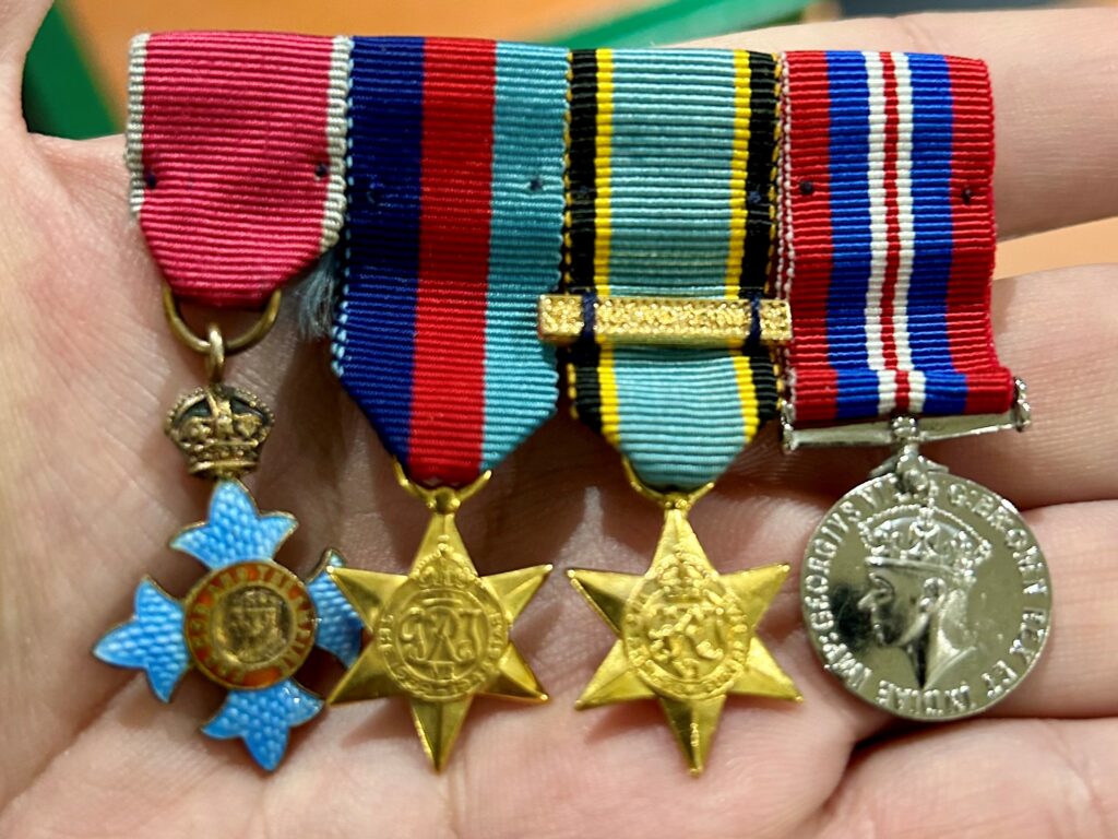 Thomas G Kent's medals including his CBE, 39-45 Star, Aircrew Europe Star and 39-45 War Medal