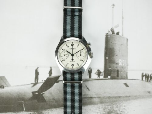 Lemania Royal Navy Nuclear Sub Non-Lume Military Chronograph