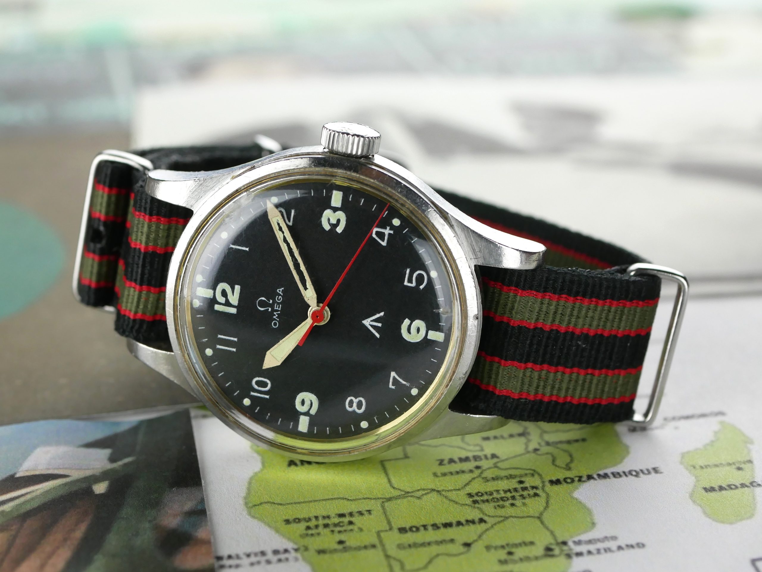 Omega Rhodesian 1956 6B/542 Thin Arrow Pilot's Watch