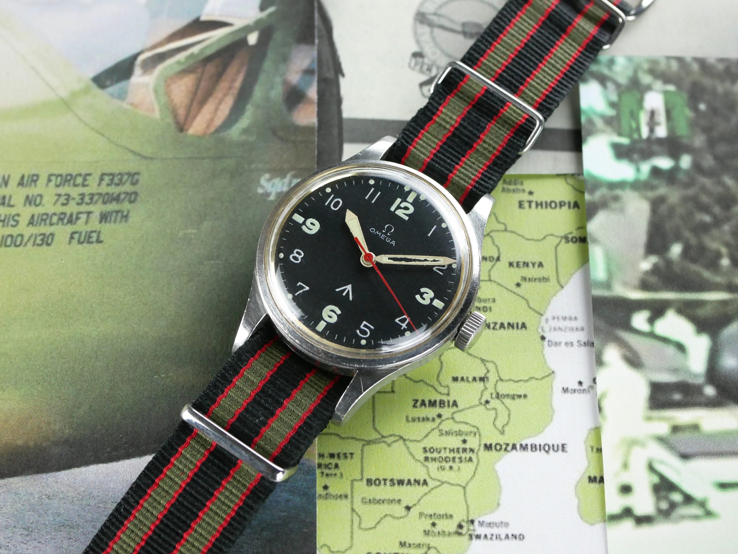 Omega Rhodesian 1956 6B/542 Thin Arrow Pilot's Watch
