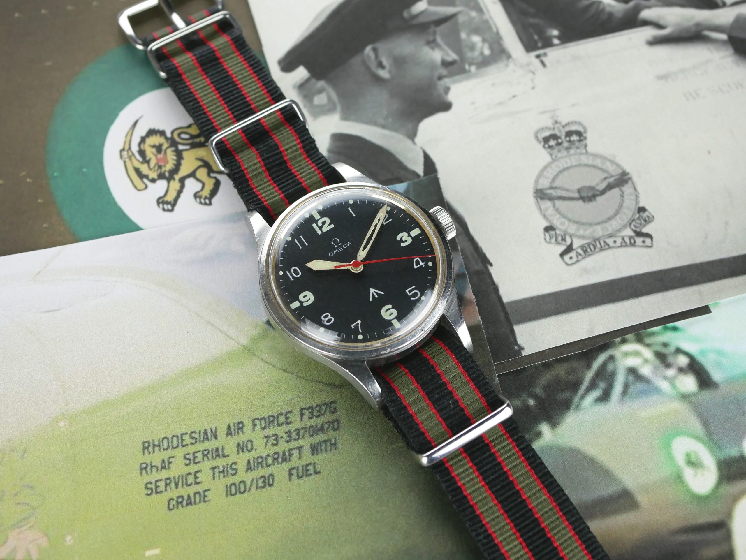 Omega Rhodesian 1956 6B/542 Thin Arrow Pilot's Watch