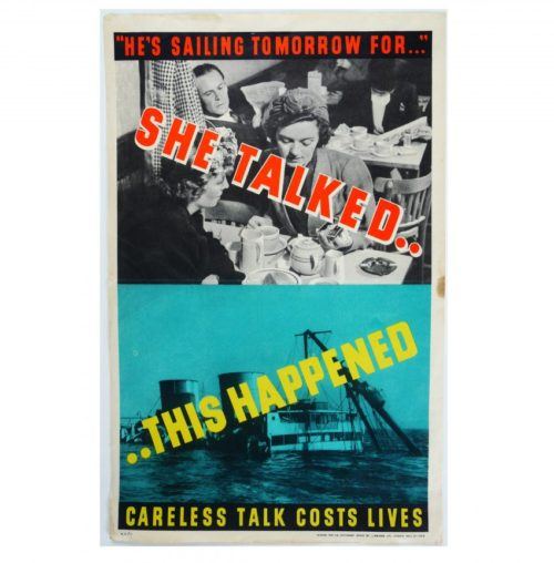 Careless Talk Costs Lives Original WW2 Poster