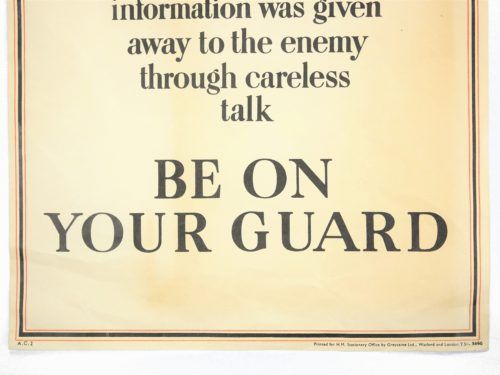 Warning Be On Your Guard WW2 Poster